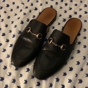 Gucci Leather Princetown Slippers - Black